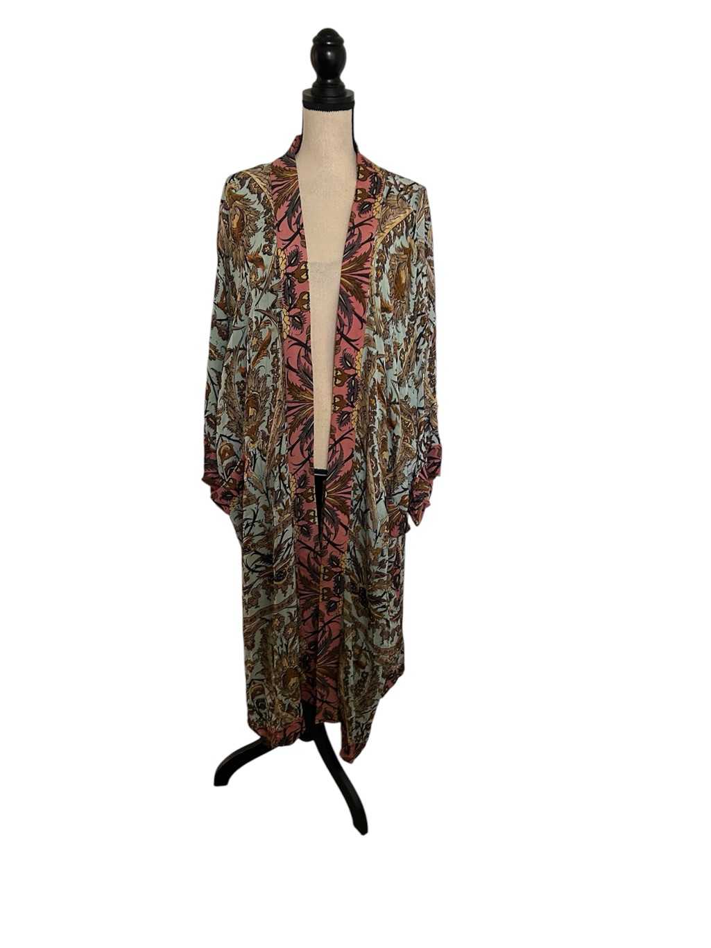 One Hundred Stars Decadent Aqua Long Kimono - One Size Fits All — image 2 of 8